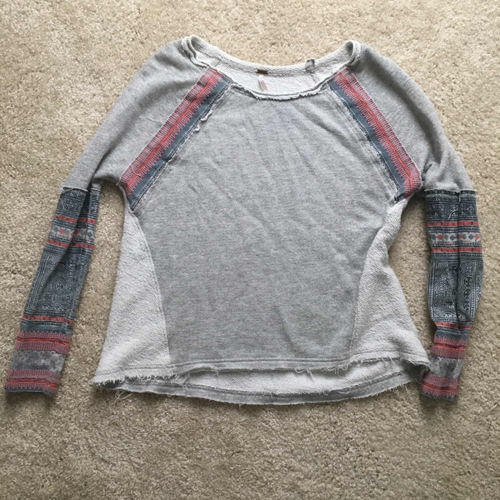 Free people casual sweater with tribal sleeves